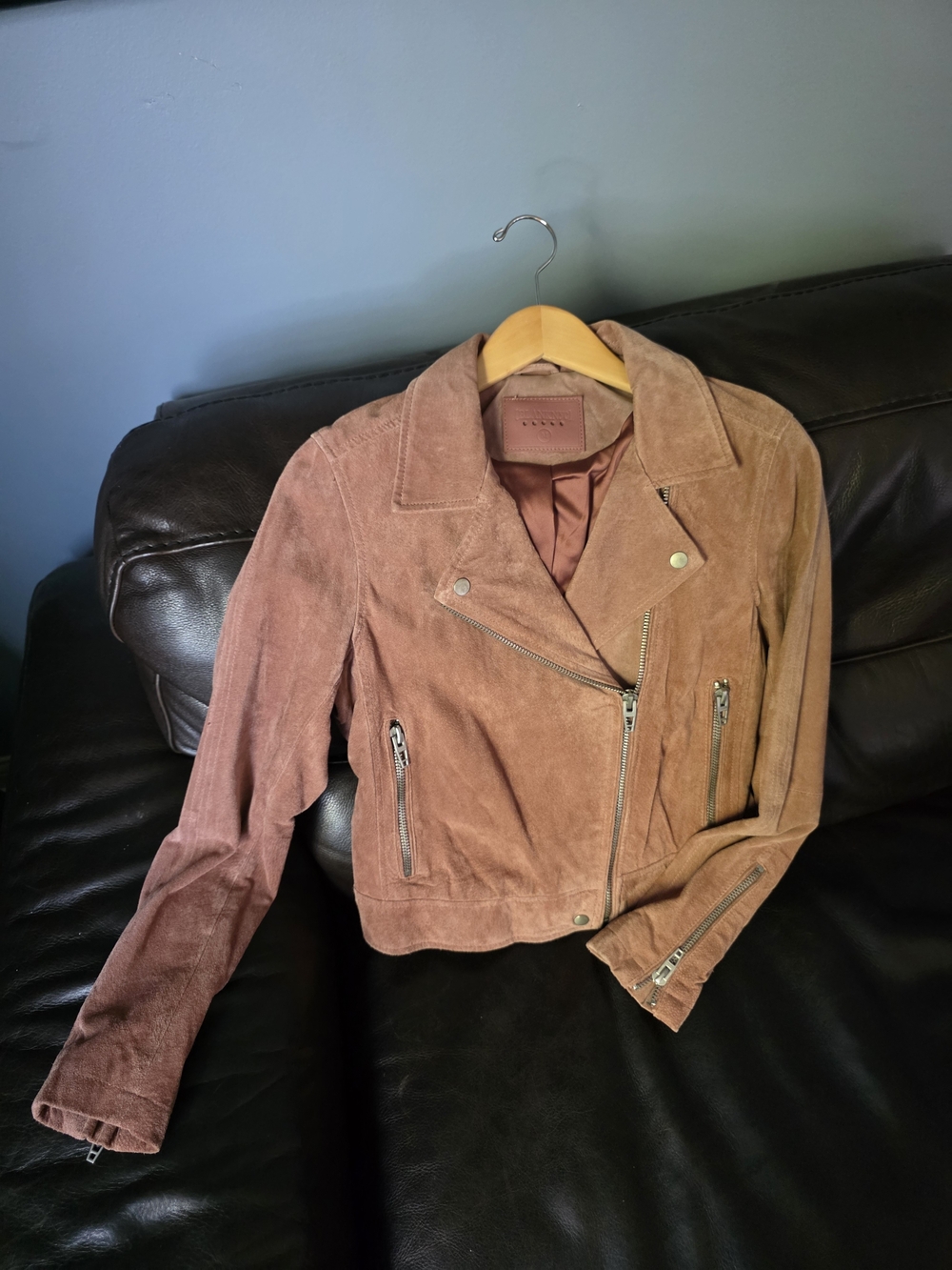 Blank NYC Dusty Rose Suede Moto Jacket In Size Medium Women's